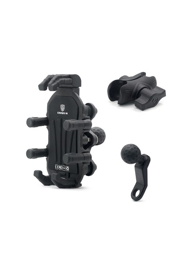 Sones Motosiklet Dikiz Aynası Montajı Alüminyum Alaşımlı Darbe Emici Cep Telefonu Tutucu Siyah