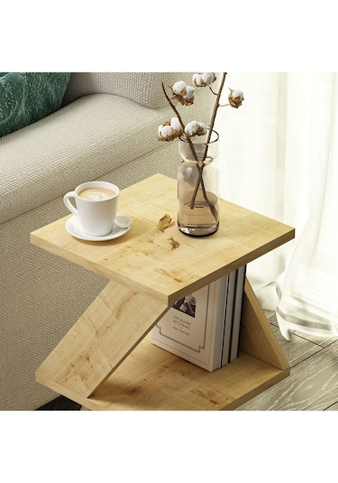 Albeni Yan Sehpa Ahşap Siyah - Safir Meşe Safir Meşe