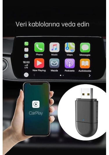 Torima Tab06 Mini 2in1 Kablosuz Carplay Usb Ve Type-c Uyumlu Araç Multimedya Dönüştürücü Adaptörü