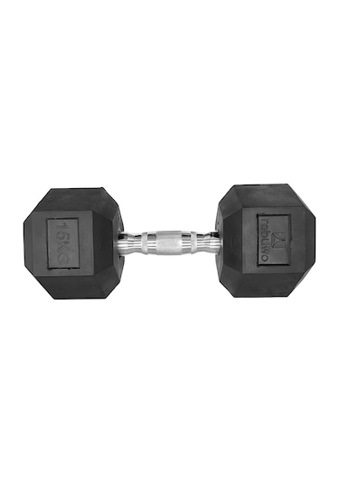 Rebuwo 15 KG 1 Adet Hex Dambıl Kauçuk Altıgen Dambıl Hex Dumbbell