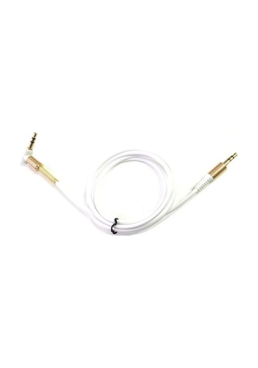 Electroon 3,5Mm Stereo Gold Jaklı Beyaz Silikon Aux Kablo 1Metre
