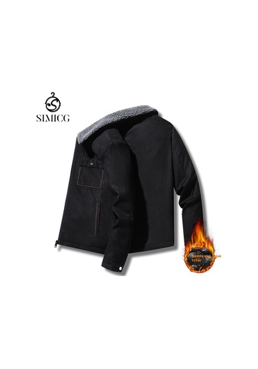 Polar Astarlı Ve Kalınlaştırılmış Kuzu Postu Erkek Ceketi Siyah