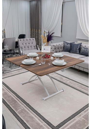 Juppo Üst Tabla Mdf Barok Ceviz Oval Köşe Alt Beyaz Dışa Kıvrım