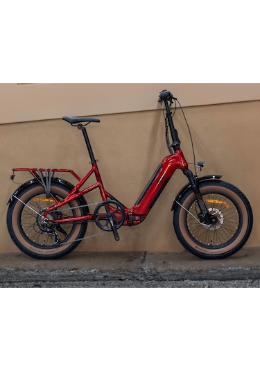 Loop Coaster Hidrolik Frenli Elektrikli Katlanır Bisiklet Kırmızı