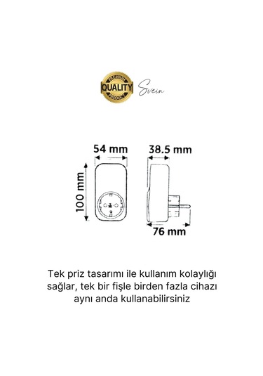 Premium Dijital Akım Korumalı Tekli Priz Tv Bilgisayar Led Göstergeli Ekran Çocuk 4000 Watt Güvenli