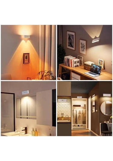 Ledx Sk-bd188f Çift Yönlü Hareket Sensörlü Dekoratif Şarjlı Duvar Aplik 2 Mercekli 15 Smd Ledli 3000k-4000k-6500k Beyaz