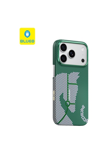 Apple Uyumlu iPhone 17 Pro Max Steed Woven Magsafe Aramid Fiber Premium Kılıf Yeşil