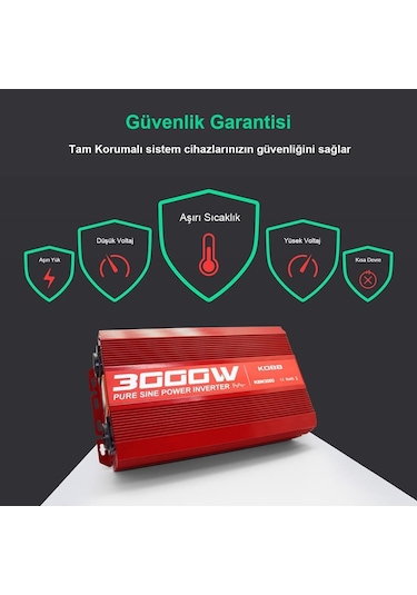 Kobb Kbn3000 12v/220v 3000watt Tam Sinüs Dönüştürücü İnvertör Fr Kbn3000