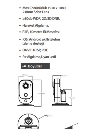 Bester Güvenlik 2mp Ip Küp Kamera