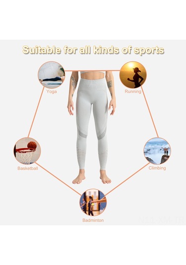 Ximistore9 Kadın Yoga Taytları - Dar Kesimli, Yüksek Bel, Delikli Tasarım, Spor Ve Outdoor Kullanıma Uygun - Hafif Gri 6093 Açık Gri