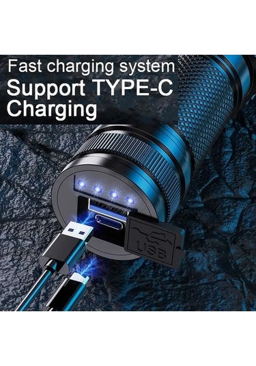 Ebitda Yüksek Parlaklık Lazer El Feneri, Teleskopik Zoom, Uzun Menzilli, Açık Hava Kamp El Feneri Çok Renkli