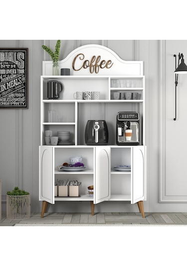 Lyon Kahve Köşesi 120cm - Beyaz / Ceviz