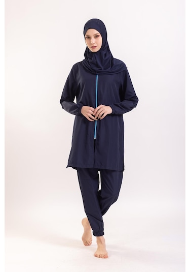 Kadın 23203 Büzgülü Paraşüt Tam Tesettür Mayo Lacivert-lacivert 34016 - 1 Lacivert