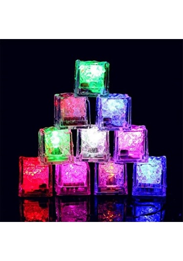 12 Adet Led Işıklı Buz Küpü Led Light Ice Cube Renkli Led Işıklı Vıp Kalite Buz Küpü Club Işıkları