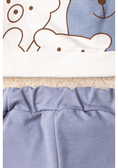 Mai Perla Smile Bear Nose 2'li Unisex Bebek Alt Üst Takım Mavi