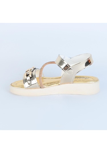 Poliva 5095 Cırtlı Yazlık Kız Çocuk Sandalet Ayakkabı Altın