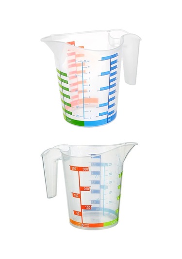 Ölçü Kabı Dereceli Renkli 1000 Ml + 300 Ml Set Çok Renkli
