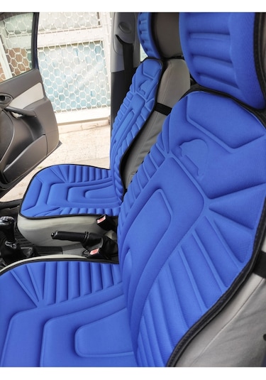 2,li Oto Koltuk Kılıfı Minder Alkantra Kumaş Mavi Renk + Slikon Direksiyon Kılıfı