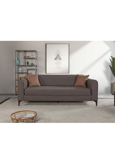 Ferranti Yataklı Sandıklı Üçlü Kanepe Kahverengi Kahverengi