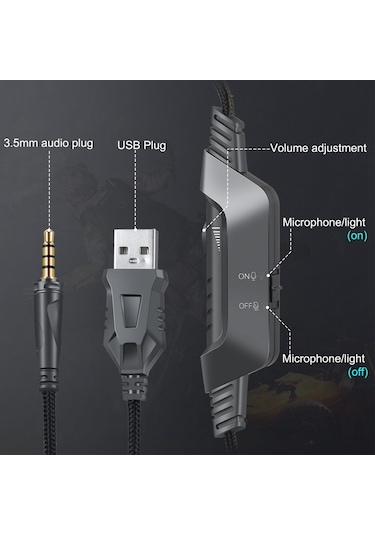 Onikuma K6 USB+3.5 Mm RGB Kablolu Mikrofonlu Kulak Üstü Oyuncu Kulaklığı