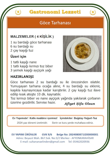 Sultan Ana Elinden Afyon Göce Tarhanası 3 KG