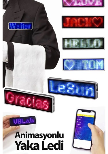 Matrix Kayan Led Yaka Rozeti Mobil Kontrollü Dijital Etiket 9 3cm - 9002666729678ynt Çok Renkli