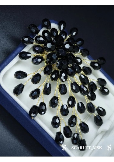 Scarlet Msk Boncuk Siyah Çiçek Broş 227864453 Siyah