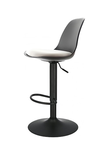 Bürocci Nadya Bar Sandalyesi - Beyaz Deri - Mat Siyah Ayaklı Yüksek Bar Taburesi - 9537y0109 Beyaz