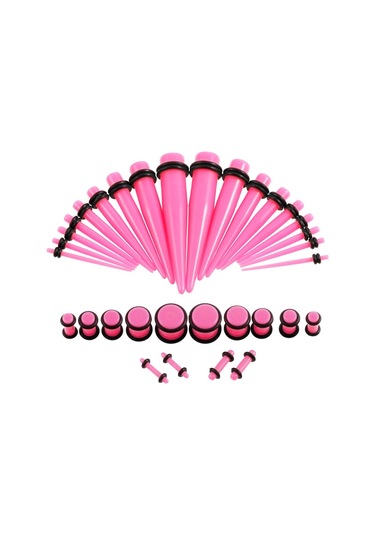 Sones 36 Adet Unisex Akrilik Kulak Genişletme Kulak Genişletici 14g-00g Aksesuar Seti Pembe