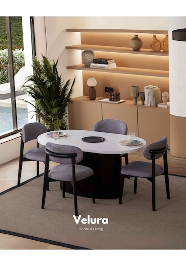 Mira Yemek Odası Takımı Yemek Masası + 4 Adet Sandalye Siyah