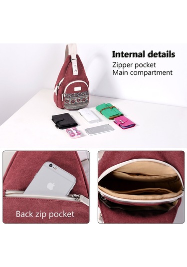 Mini Kadın Sling Çanta Göğüs Omuz Sırt Çantası Tuval Günlük Sırt Gri