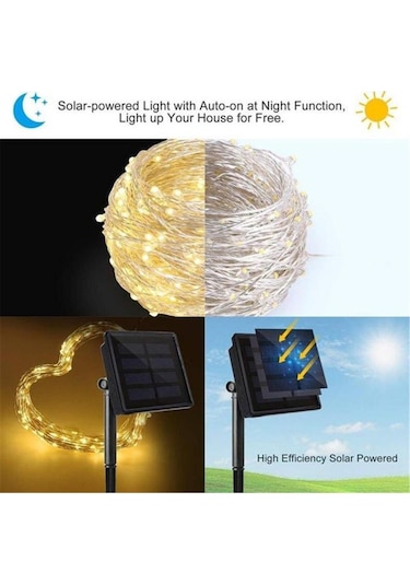 Renkli 50-300 Led Güneş Dize Lambası 8 Modlu Bakır Tel Lamba Su Geçirmez Güneş Hikayesi Lambası 7m Renkli