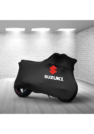 Suzukı Burgman Uh 200 Siyah Kumaş Motosiklet Brandası Logo Baskılı Penye Kumaş Motosiklet Branda
