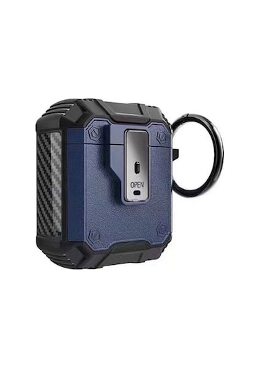 Air-pods Zore Airbag 35 Darbelere Karşı Dayanıklı Düğmeli Kılıf-mavi Mavi