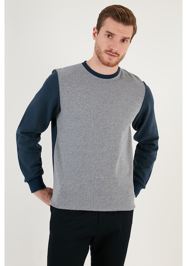 Buratti Pamuklu Regular Fit Bisiklet Yaka Erkek Sweat 5905041 Indigo