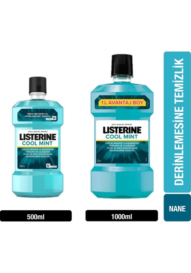 Listerıne Cool Mint Gargara 1 L + Cool Mint Gargara 500 ML