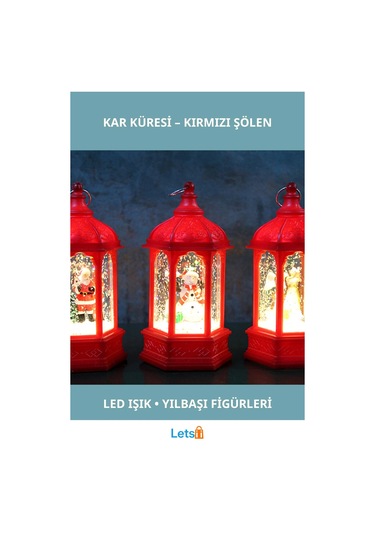 Yılbaşı Temalı Işıklı Kar Küresi Kırmızı 14x7 Cm 1 Adet