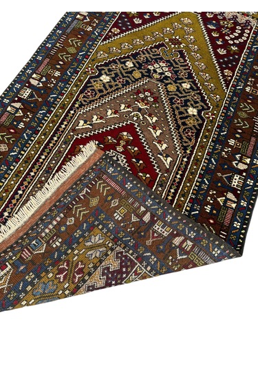 El Dokuma Sıfır Koleksiyonluk Yahyalı Halısı 117x225 Kök Boya %100 Yün Halı Renkli