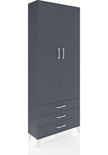 Arges Dolap 2 Raflı 3 Çekmeceli Tek Askılı 88x30x221 Antrasit... Antrasit