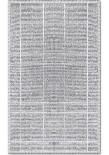 Grid Doğal Pamuklu 2'li Banyo Paspas Seti 60x100+50x60 Cm Gri Gri