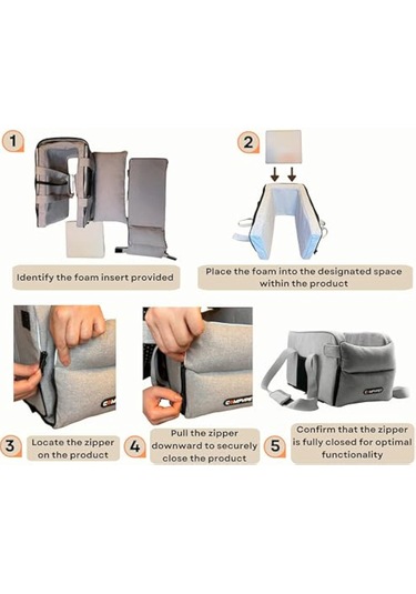 Tuomeng Köpek Araba Koltuğu Yıkanabilir Pet Araba Koltuğu Alt Plaka Üç Velcro Sabit Açık Gri