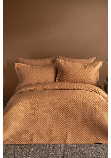 İssimo Simply Toprak Turuncu Yatak Örtüsü Set Çift Kişilik-1658 Turuncu