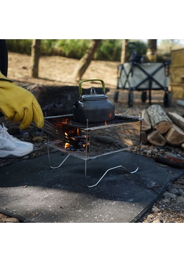 Taşınabilir Paslanmaz Çelik Barbekü Izgara Katlanır Kamp Sobası Odun Y Gümüş