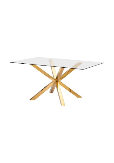 Erika Gold Metal & Cam Dikdörtgen Yemek Masası