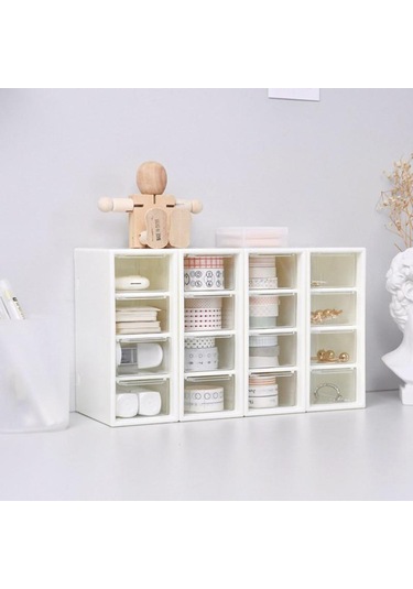 Masaüstü Kozmetik Saklama Kutusu 4 Çekmece Üniteleri Konteyner Kasa Küçük Organizatör Kutusu Diğer