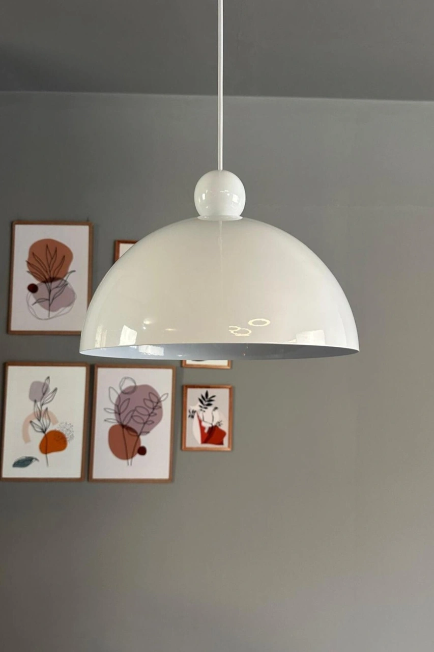 Yimpi Avize Tekli Beyaz Boncuk Başlık Sarkıt Salon Kuaför Cafe Dekoratif Aydınlatma Pastane Beyaz