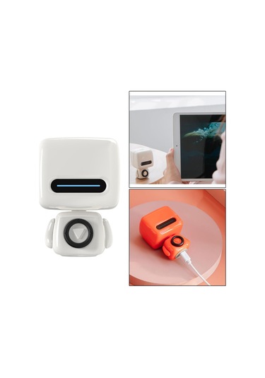 Homyl Mini Robot Kablosuz Bluetooth 5.0 Hoparlör Subwoofer Beyaz