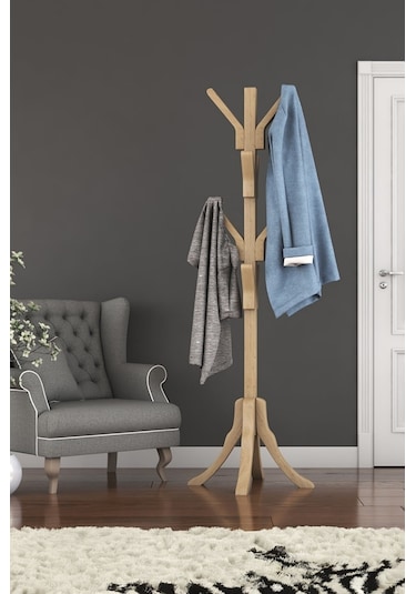 Homedora Axel Ahşap Ayaklı Gürgen Askılık Ahşap