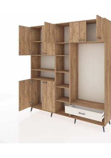 Hyperion Dolap 11 Raflı Tek Çekmeceli 7 Kapaklı 220x44x243 Çam-çam/aytaşı Atlas Çam/aytası