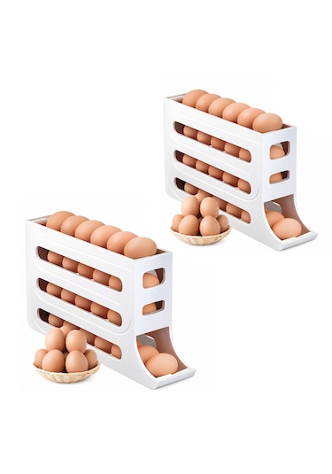Microcase Abs Plastik Dolapiçi Yuvarlanır Tip Yumurta Organizer Ve Standı 2 Adet Al54529 Beyaz